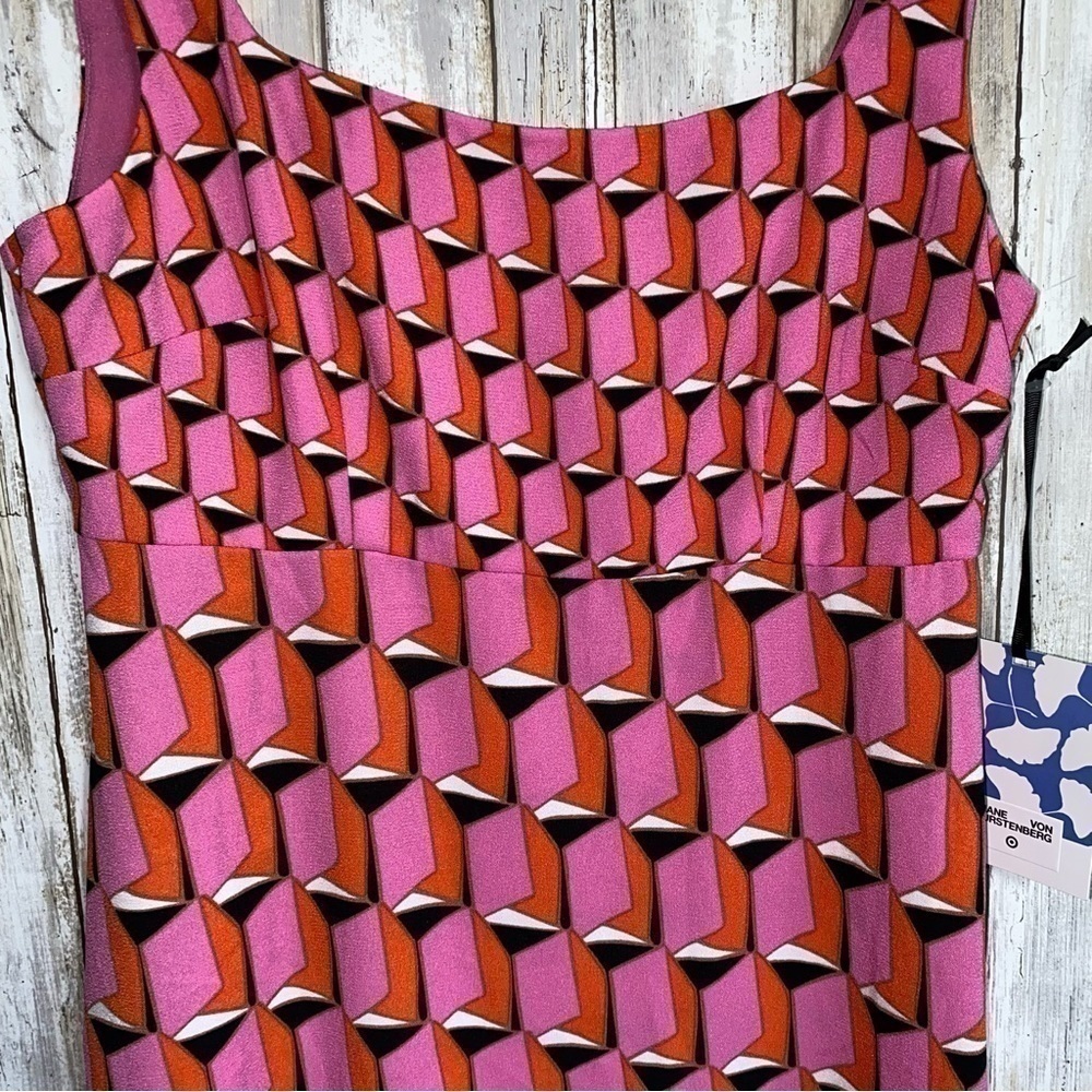 NWT Diane Von Furstenberg Pink Modern Geo Shift Dress - Picture 8 of 8